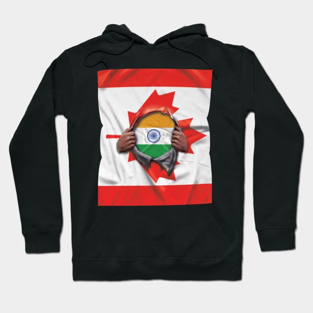 India Flag Canadian Flag Ripped - Gift for Indian From India Hoodie by Country Flags